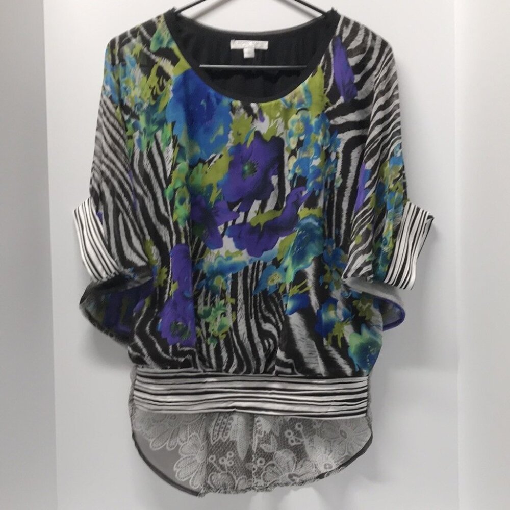 Alberto Makali Dolman Mixed Animal Print Blouse